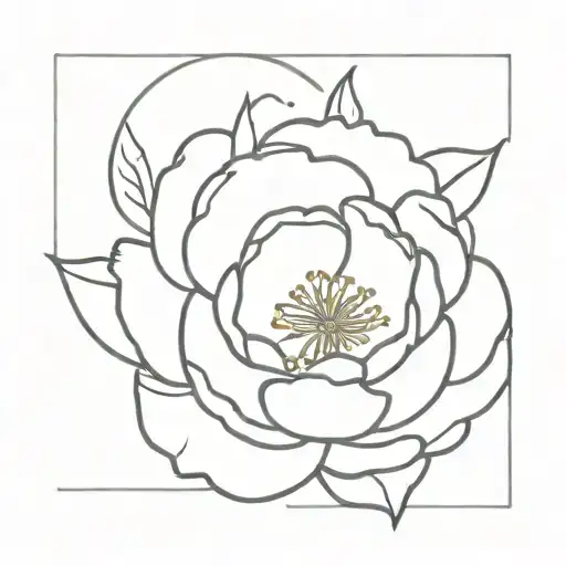 Peony Flower With Moon Rising