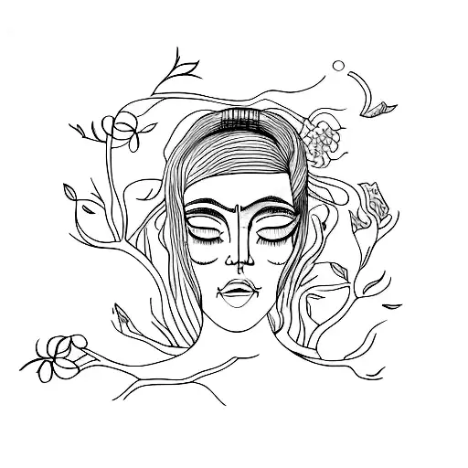 Woman Face Tree Roots Mind Body Soul Connection Look Inward