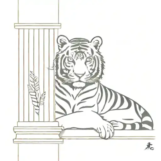 Tiger & Architectural Column