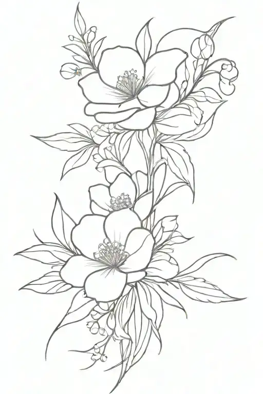 Birth Flower Bouquet Tied Together