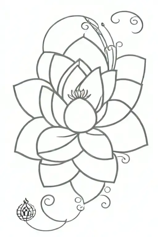 Unalome Symbol With Lotus