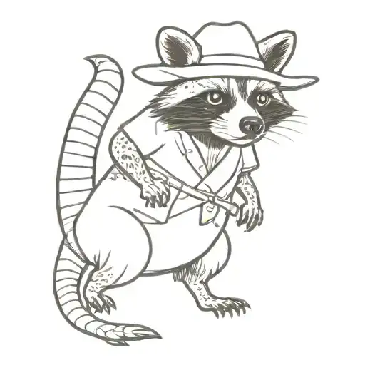 Cowboy Raccoon Riding Alligator