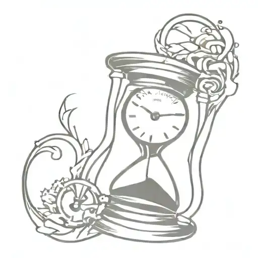 Hour Glass With Clock Mechanism Intertwined