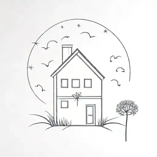 House With Dandelion Blowing