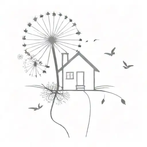 House With Dandelion Blowing