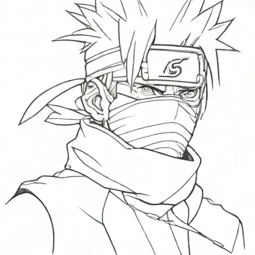 Kakashi Hatake Face Line Tattoo Simple