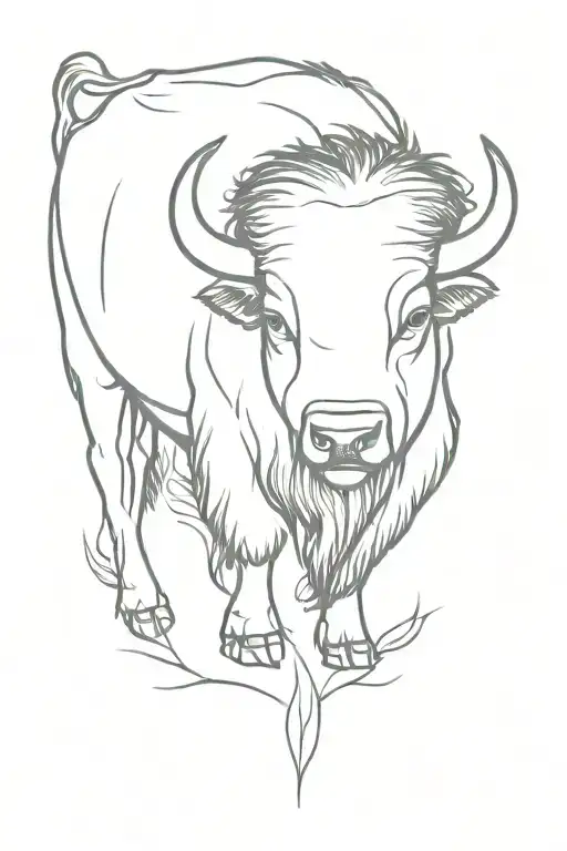 Thin Line Bison And Daffodile