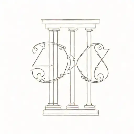 Roman Numeral 4 With The Letters Being Pillars Like On A Front Porch