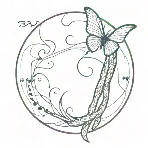 Semicolon Butterfly With Snake Intertwined Within