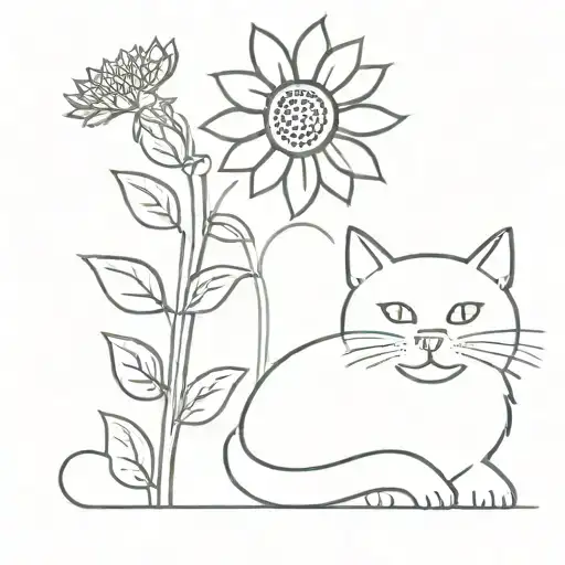 Cat And Sunflower