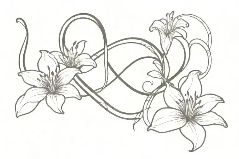 Infinity Symbol With Lily Flower Blooming