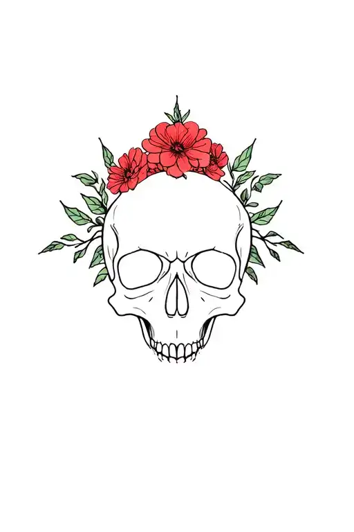 Flowers Pomegranate Skull Crown Floral
