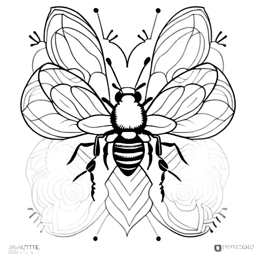 Honey Bee With Flowers Geometric