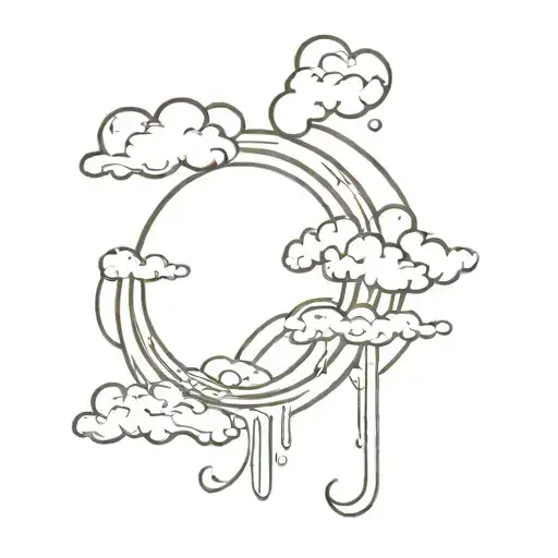 Japanese Water Element With Clouds