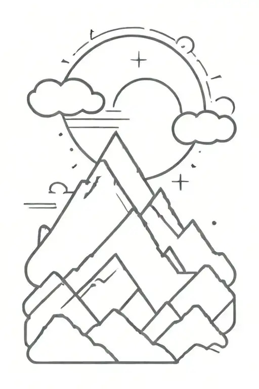 Mountain With Cross On Top With Clouds Surrounding