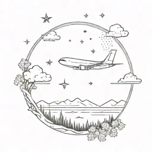 A Plane Flying From The Nature To The Stars