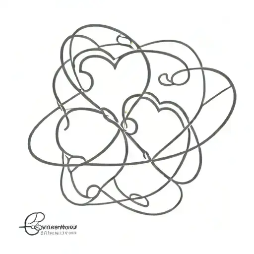 An Abstract Minimalist Tattoo Of Intertwining Hearts Symbolizing The Client's Passions And Hobbies