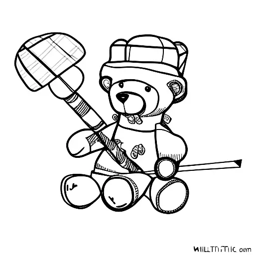 Teddy Bear With Bucket Hat And A Walking Stick