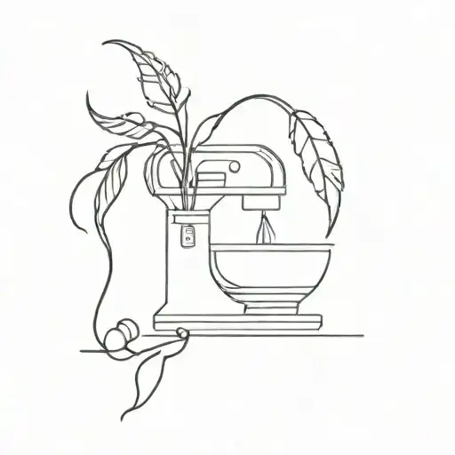 Mixer With A Plant Coming Out Of It With 25 Stitched Into Skin Underneath