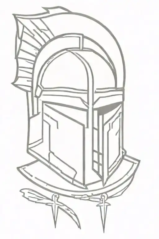 Spartan Helmet With Cross Going Through It