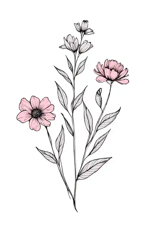 Feminine March And April Birth Flowers Wrapped Stems