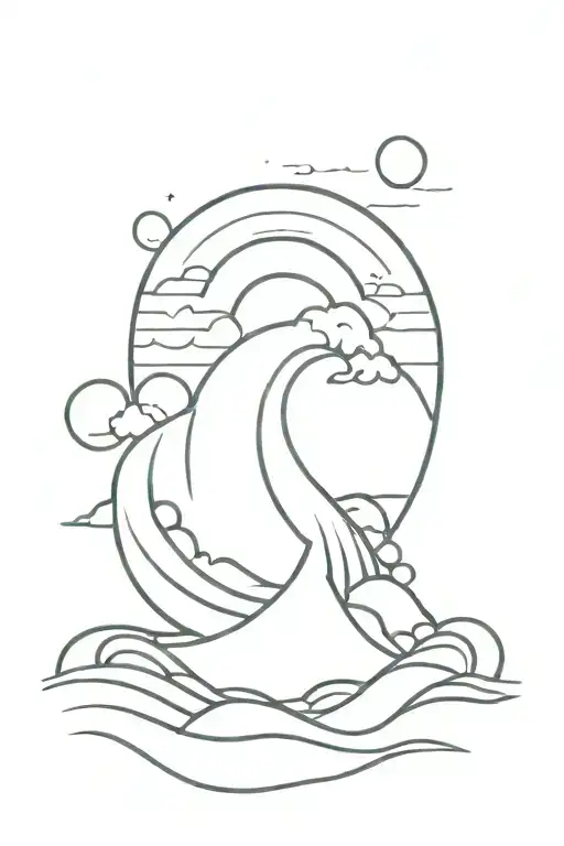 Ocean Waves And Sunset Scene