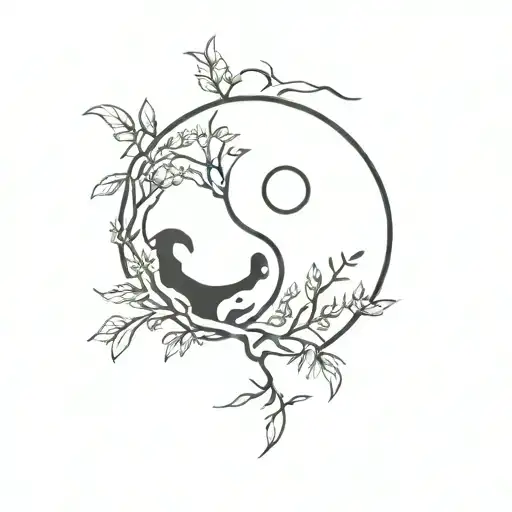 Ying And Yang Tattoo With Ying Being Nature Themed And Yang Being Space Themed