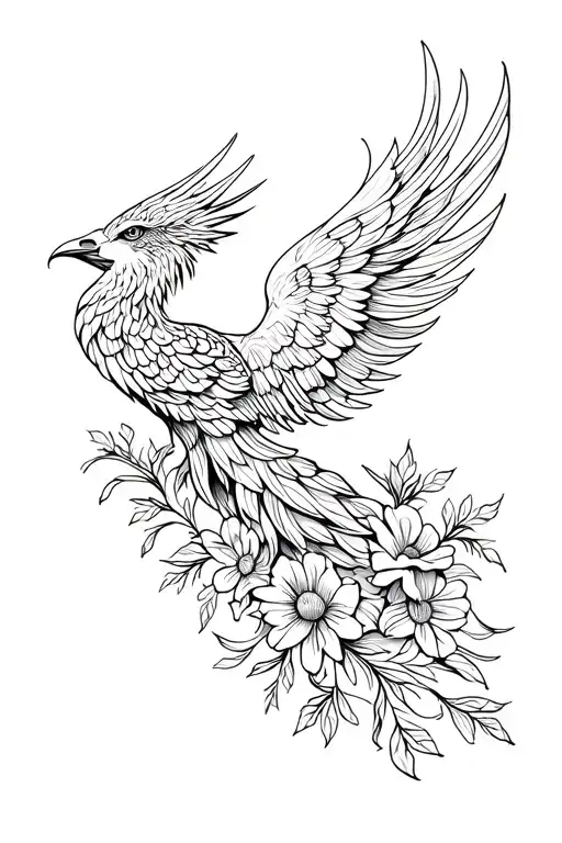 Phoenix Made Out Of Flowers