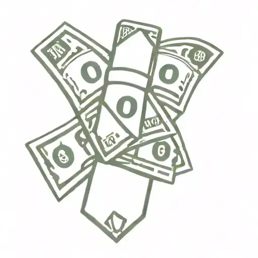 A Minimalist Tattoo Of A Stack Of Cash With A Subtle Diamond Incorporated Into The Design