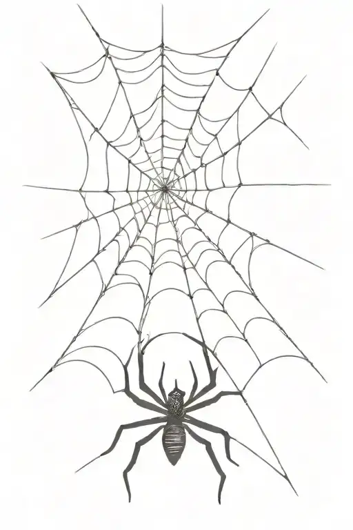 Spider Web With A Spider Weaving A Web