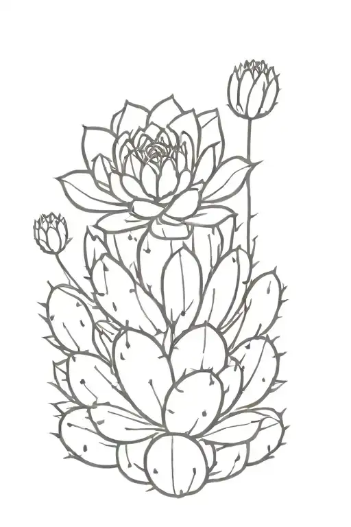 Cactus With Two Marigolds