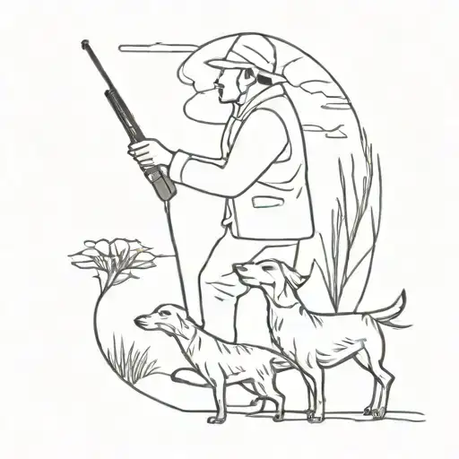 Man Quail Hunting With Dog