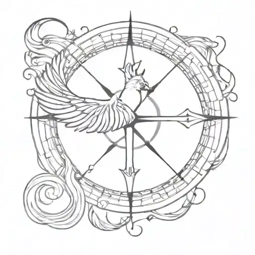 Compass With Phoenix Bird