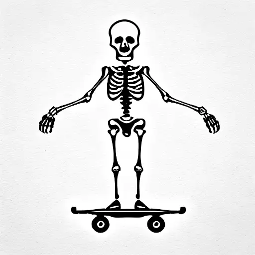 Skeleton On A Skateboard Drinking