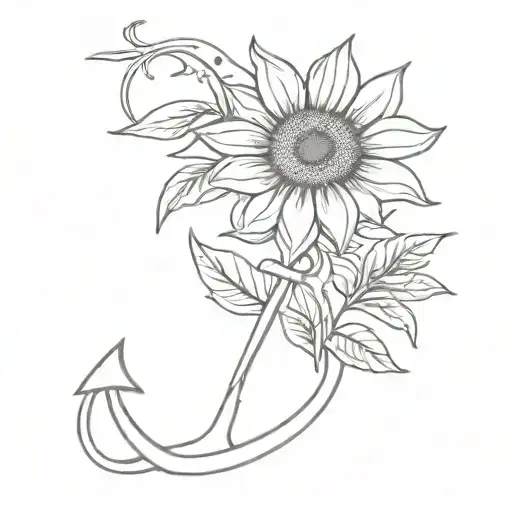 Dainty Anchor With Sunflower Inside The Anchor
