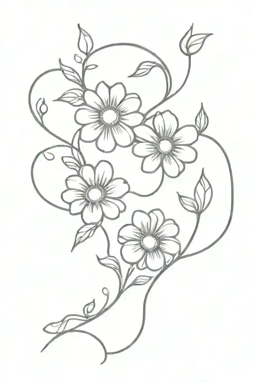 Daisy And Rose Intertwined Vines