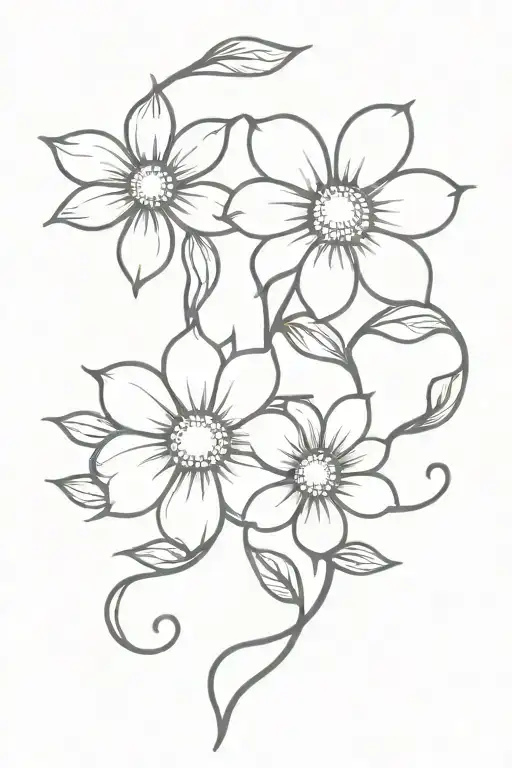 Daisy And Rose Intertwined Vines Growing