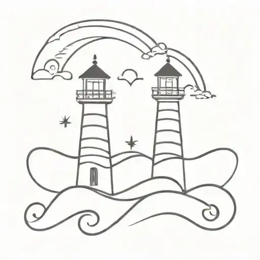 Written Mami And Papi In The Shape Of A Wave With Sun Or Lighthouse