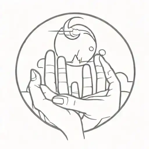 Genesis Hands Reaching With The Moon In Background