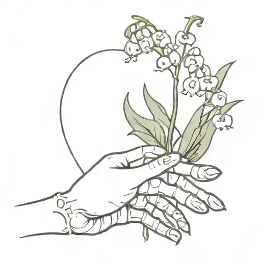 Skeleton Hand Holding Lily Of The Valley Flower