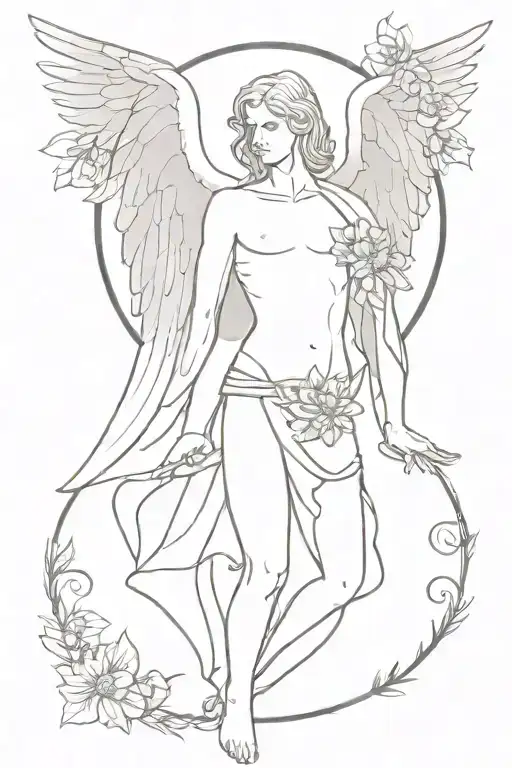 Azrael Archangel With Flowers Surrounding Hip