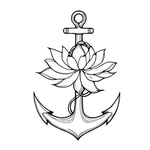Anchor And Lotus Flower