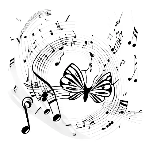 Butterfly With Music Sheet