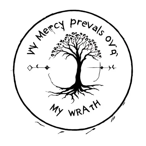 My Mercy Prevails Over My Wrath In A Circle With A Tree In The Middle