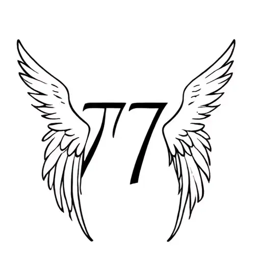 Tattoo With A Number 777 And Angel Wings Thin A Small Tattoo Delicate Delicate Soaring Wings