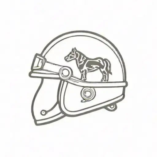 A Minimalist Tattoo Of A Horse Riding Helmet With A Dog Paw Print On It