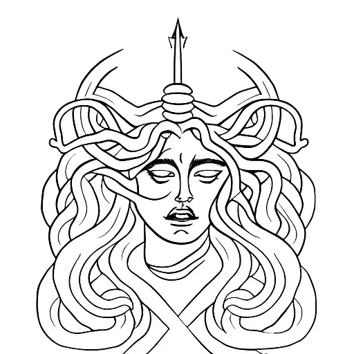 Medusa With Poseidon Head In Her Hand