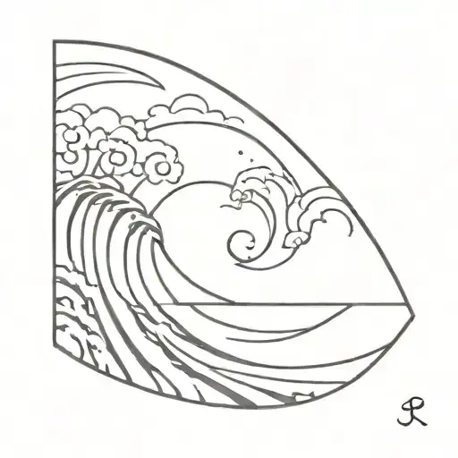 Waves And Sunset Scene