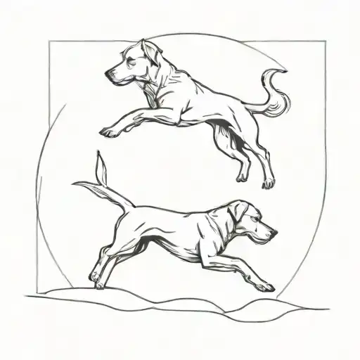 The Little Dog And The Big Dog Are Jumping