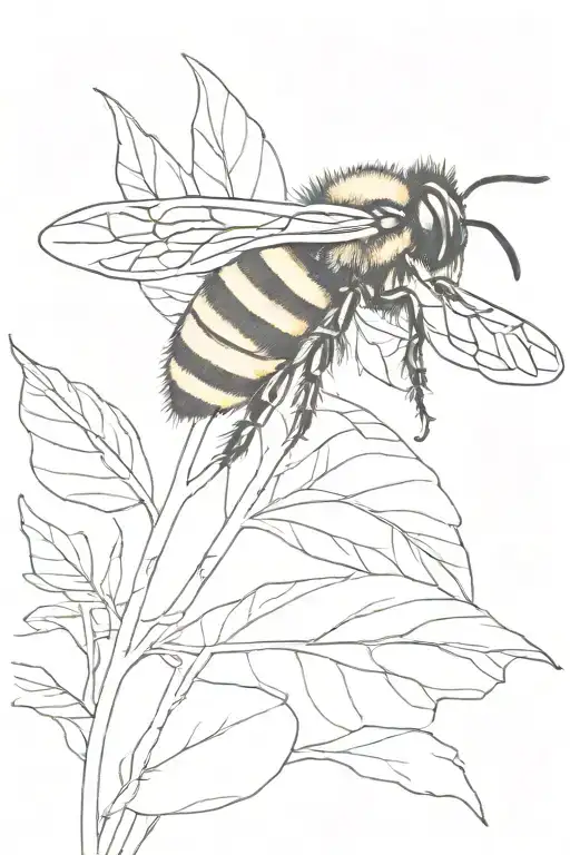 Bumblebee Sitting On A Leaf